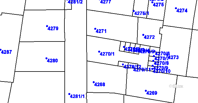 Parcela st. 4270/1 v KÚ České Budějovice 3, Katastrální mapa