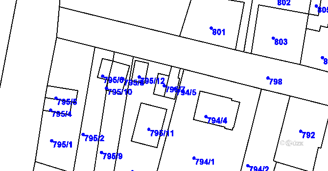 Parcela st. 795/7 v KÚ České Budějovice 3, Katastrální mapa