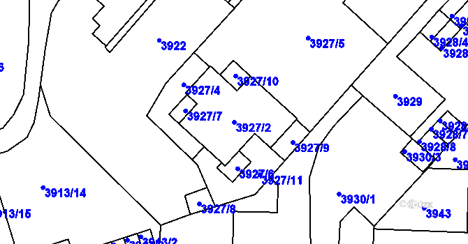 Parcela st. 3927/2 v KÚ České Budějovice 3, Katastrální mapa