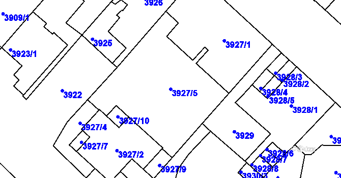 Parcela st. 3927/5 v KÚ České Budějovice 3, Katastrální mapa