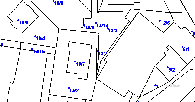 Parcela st. 12/7 v KÚ České Budějovice 3, Katastrální mapa
