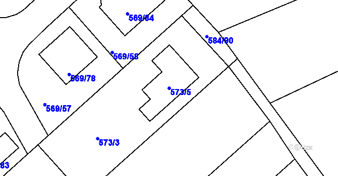Parcela st. 573/5 v KÚ České Budějovice 3, Katastrální mapa
