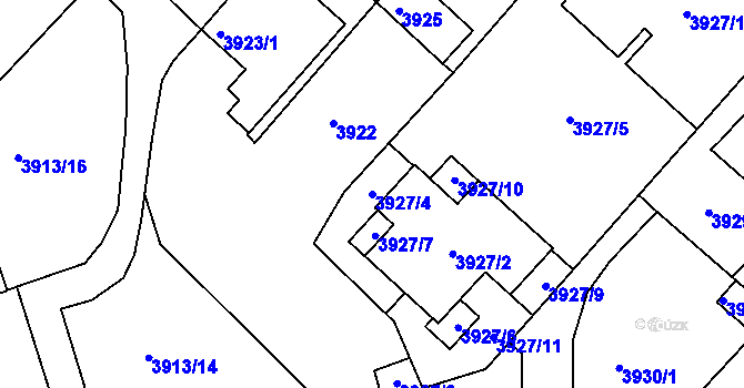 Parcela st. 3927/4 v KÚ České Budějovice 3, Katastrální mapa
