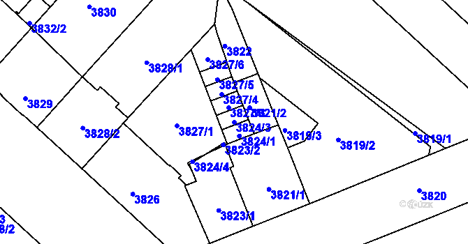 Parcela st. 3824/3 v KÚ České Budějovice 3, Katastrální mapa