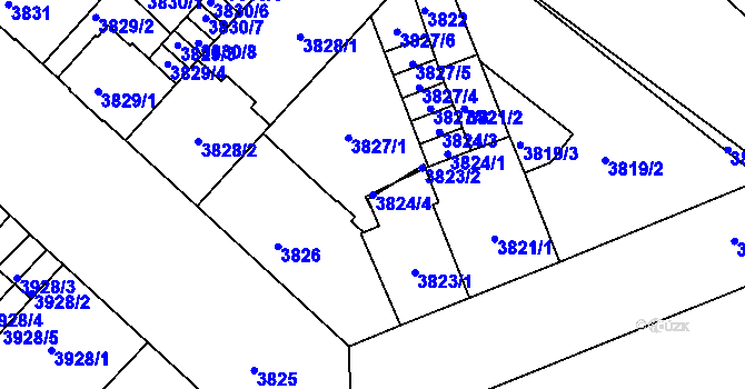 Parcela st. 3824/4 v KÚ České Budějovice 3, Katastrální mapa