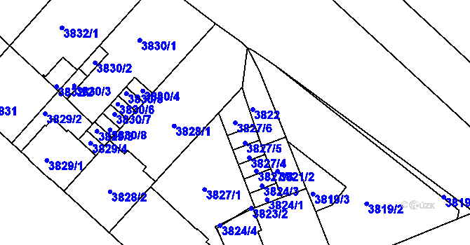 Parcela st. 3827/6 v KÚ České Budějovice 3, Katastrální mapa
