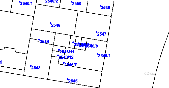 Parcela st. 2546/8 v KÚ České Budějovice 3, Katastrální mapa