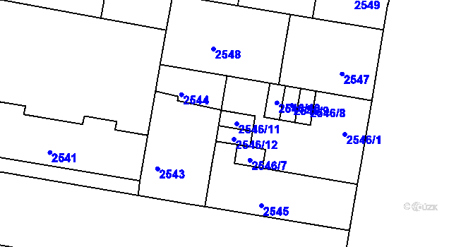 Parcela st. 2546/11 v KÚ České Budějovice 3, Katastrální mapa