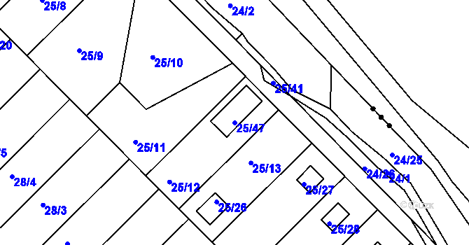 Parcela st. 25/47 v KÚ České Budějovice 3, Katastrální mapa
