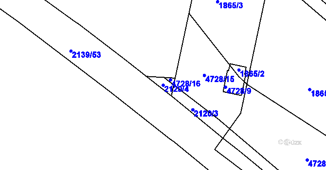 Parcela st. 2120/4 v KÚ České Budějovice 3, Katastrální mapa