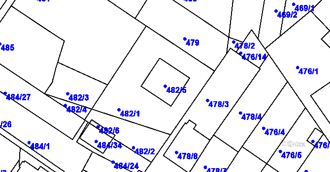 Parcela st. 482/5 v KÚ České Budějovice 3, Katastrální mapa