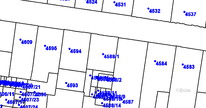 Parcela st. 4588/1 v KÚ České Budějovice 3, Katastrální mapa