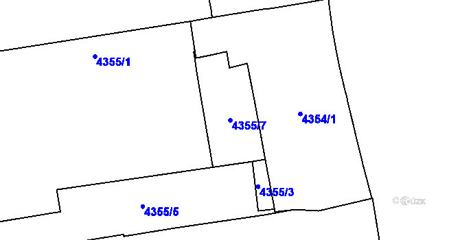 Parcela st. 4355/7 v KÚ České Budějovice 3, Katastrální mapa