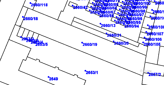 Parcela st. 2660/19 v KÚ České Budějovice 3, Katastrální mapa