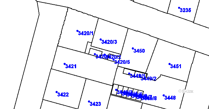 Parcela st. 3420/2 v KÚ České Budějovice 3, Katastrální mapa