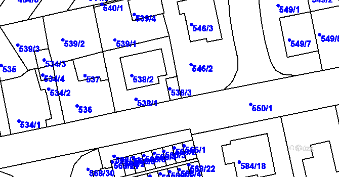 Parcela st. 538/3 v KÚ České Budějovice 3, Katastrální mapa