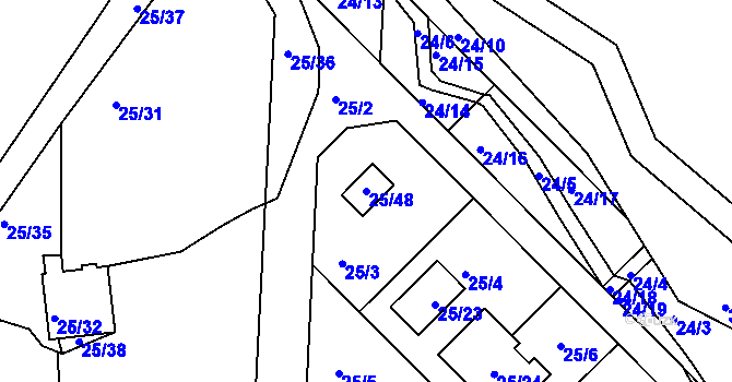 Parcela st. 25/48 v KÚ České Budějovice 3, Katastrální mapa