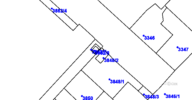 Parcela st. 3862/7 v KÚ České Budějovice 3, Katastrální mapa