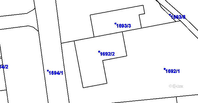 Parcela st. 1692/2 v KÚ České Budějovice 3, Katastrální mapa