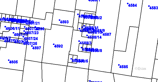 Parcela st. 4588/3 v KÚ České Budějovice 3, Katastrální mapa
