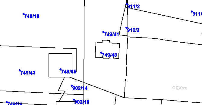 Parcela st. 749/48 v KÚ České Budějovice 3, Katastrální mapa