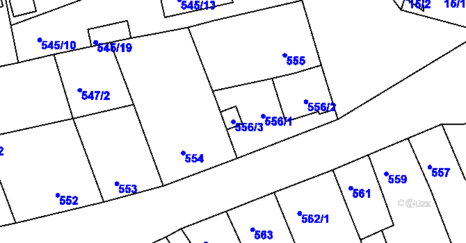 Parcela st. 556/3 v KÚ České Budějovice 3, Katastrální mapa
