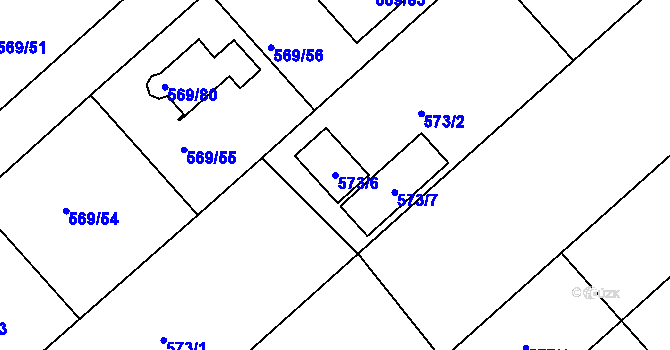 Parcela st. 573/6 v KÚ České Budějovice 3, Katastrální mapa
