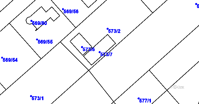 Parcela st. 573/7 v KÚ České Budějovice 3, Katastrální mapa