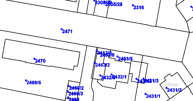 Parcela st. 2453/3 v KÚ České Budějovice 3, Katastrální mapa