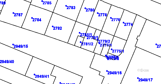 Parcela st. 2781/2 v KÚ České Budějovice 3, Katastrální mapa