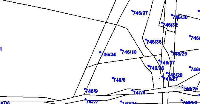 Parcela st. 746/34 v KÚ České Budějovice 3, Katastrální mapa