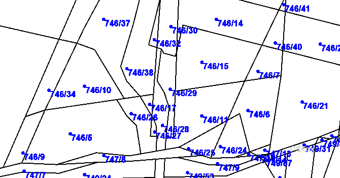 Parcela st. 746/29 v KÚ České Budějovice 3, Katastrální mapa