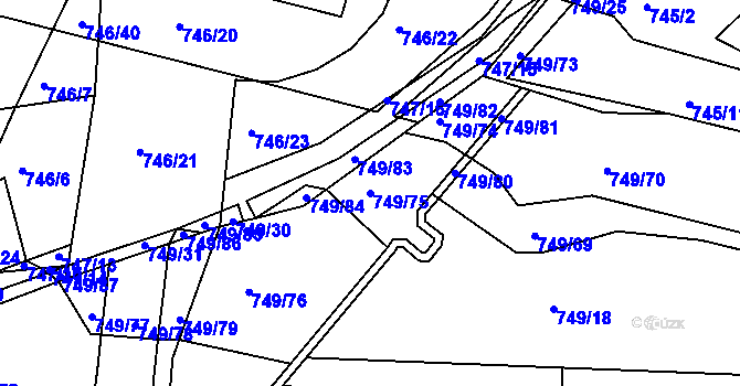 Parcela st. 749/75 v KÚ České Budějovice 3, Katastrální mapa