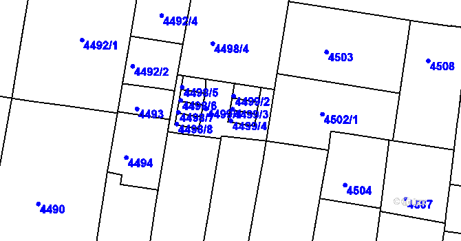 Parcela st. 4499/4 v KÚ České Budějovice 3, Katastrální mapa