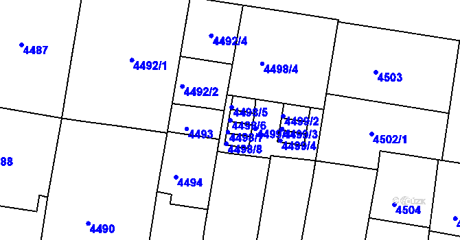 Parcela st. 4498/6 v KÚ České Budějovice 3, Katastrální mapa