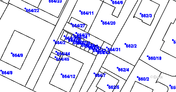 Parcela st. 664/41 v KÚ České Budějovice 3, Katastrální mapa