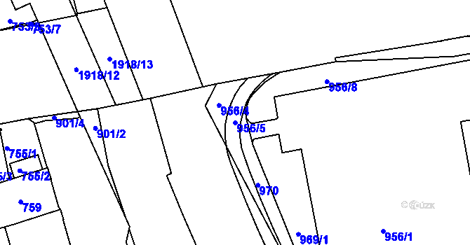 Parcela st. 956/5 v KÚ České Budějovice 4, Katastrální mapa