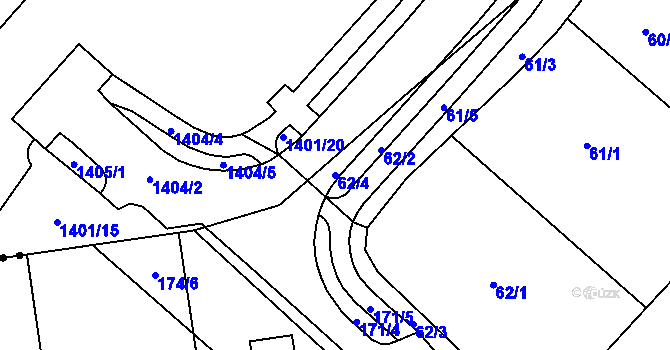 Parcela st. 62/4 v KÚ České Budějovice 4, Katastrální mapa