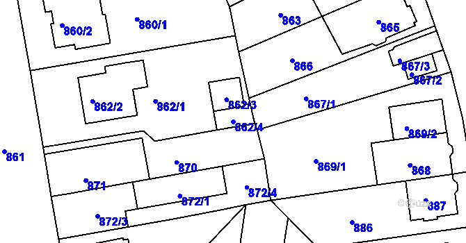 Parcela st. 862/4 v KÚ České Budějovice 4, Katastrální mapa