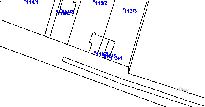 Parcela st. 113/5 v KÚ České Budějovice 4, Katastrální mapa