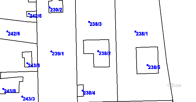 Parcela st. 238/2 v KÚ České Budějovice 4, Katastrální mapa