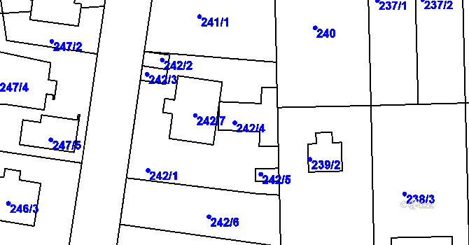 Parcela st. 242/4 v KÚ České Budějovice 4, Katastrální mapa