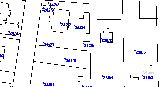 Parcela st. 242/5 v KÚ České Budějovice 4, Katastrální mapa