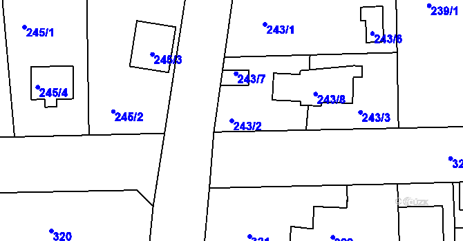 Parcela st. 243/2 v KÚ České Budějovice 4, Katastrální mapa