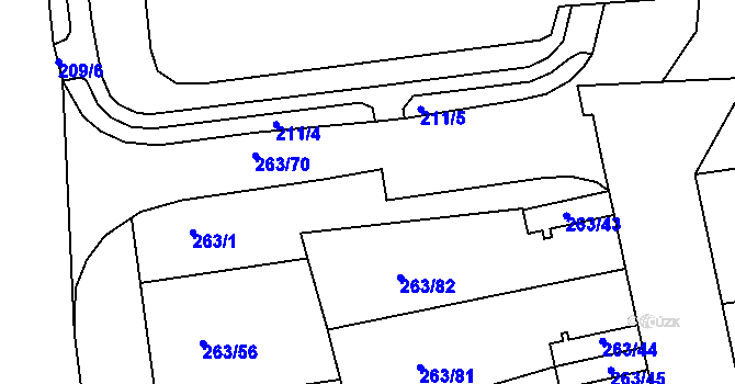 Parcela st. 263/2 v KÚ České Budějovice 4, Katastrální mapa