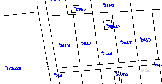 Parcela st. 263/5 v KÚ České Budějovice 4, Katastrální mapa