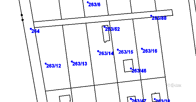 Parcela st. 263/14 v KÚ České Budějovice 4, Katastrální mapa