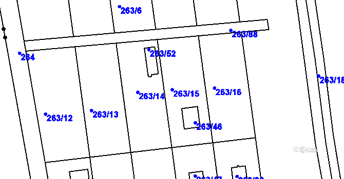 Parcela st. 263/15 v KÚ České Budějovice 4, Katastrální mapa