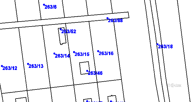 Parcela st. 263/16 v KÚ České Budějovice 4, Katastrální mapa