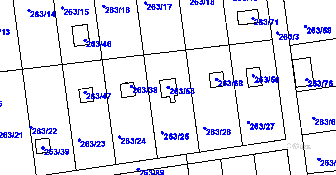 Parcela st. 263/53 v KÚ České Budějovice 4, Katastrální mapa
